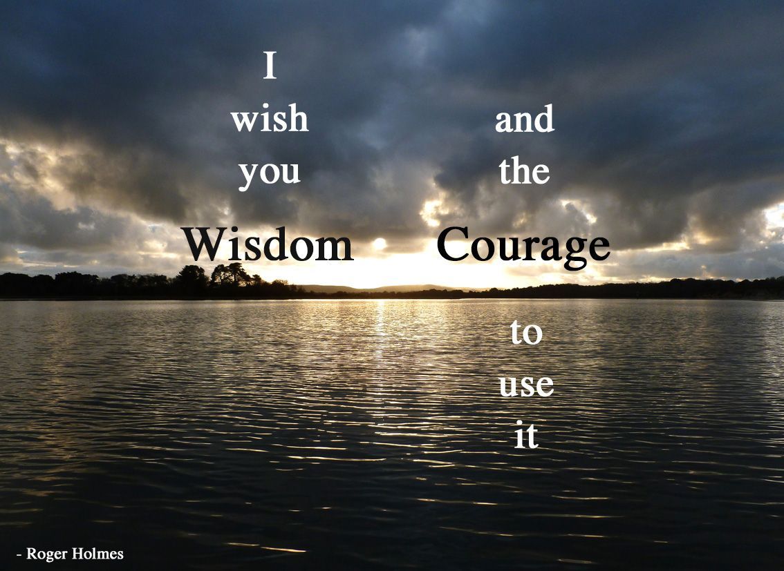I wish you wisdom and the courage to use it.