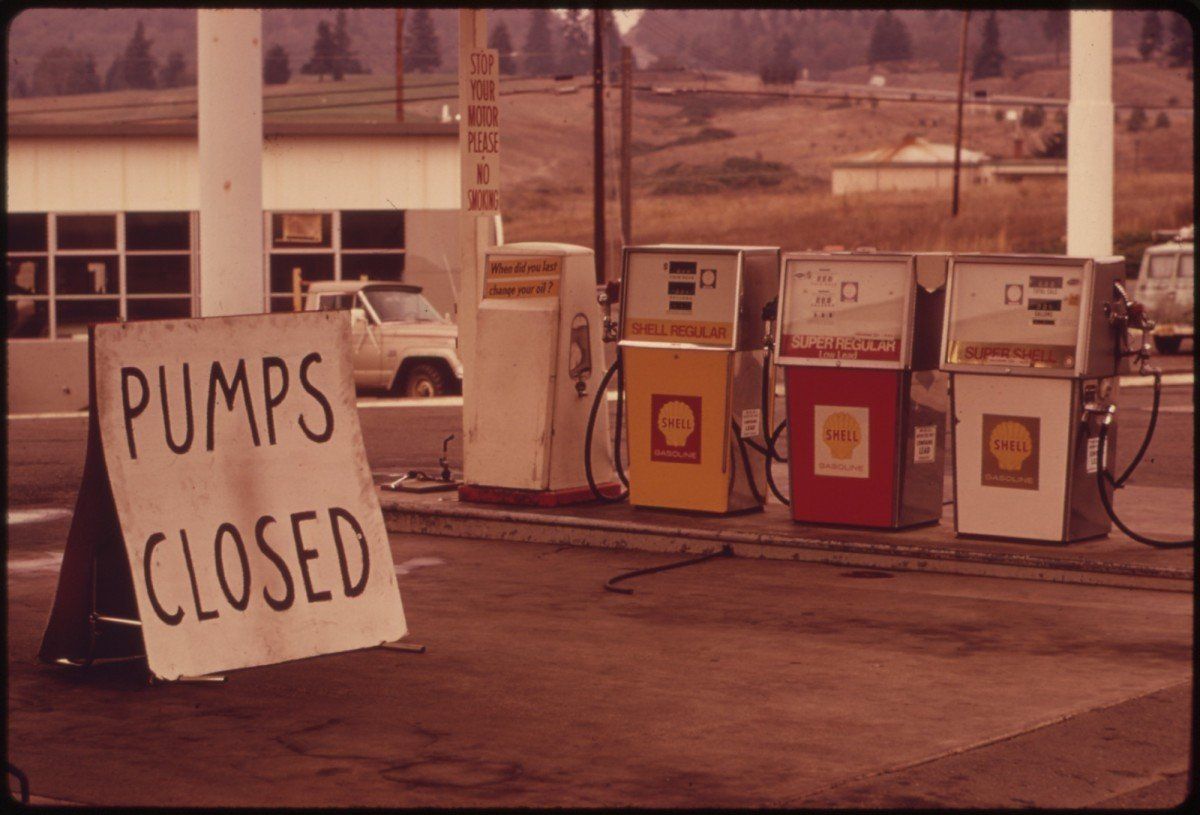 Empty Petrol Pumps in the 70s Energy Crisis