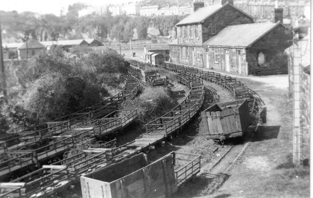 The abandoned Harbour Station on the Ffestiniog Railway in 1950