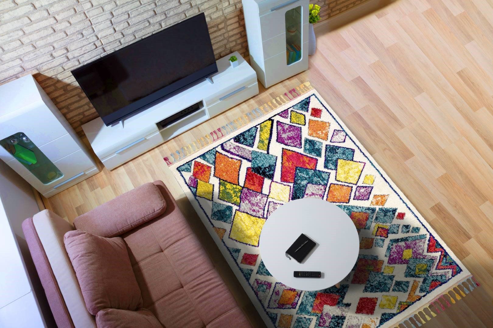 Funky modern fusion rug in multi-colour