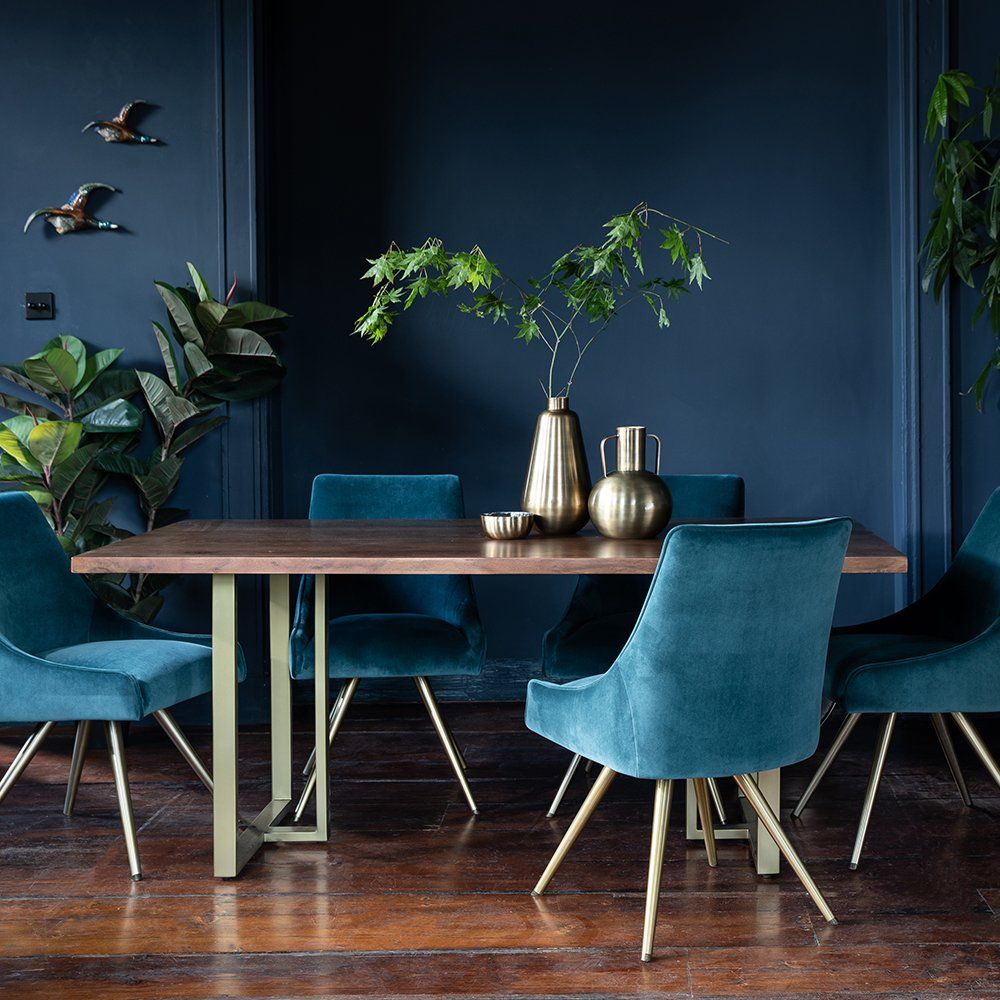Baker Furniture Fabric Chairs and Wooden Dining Table - Available at Quaeck's