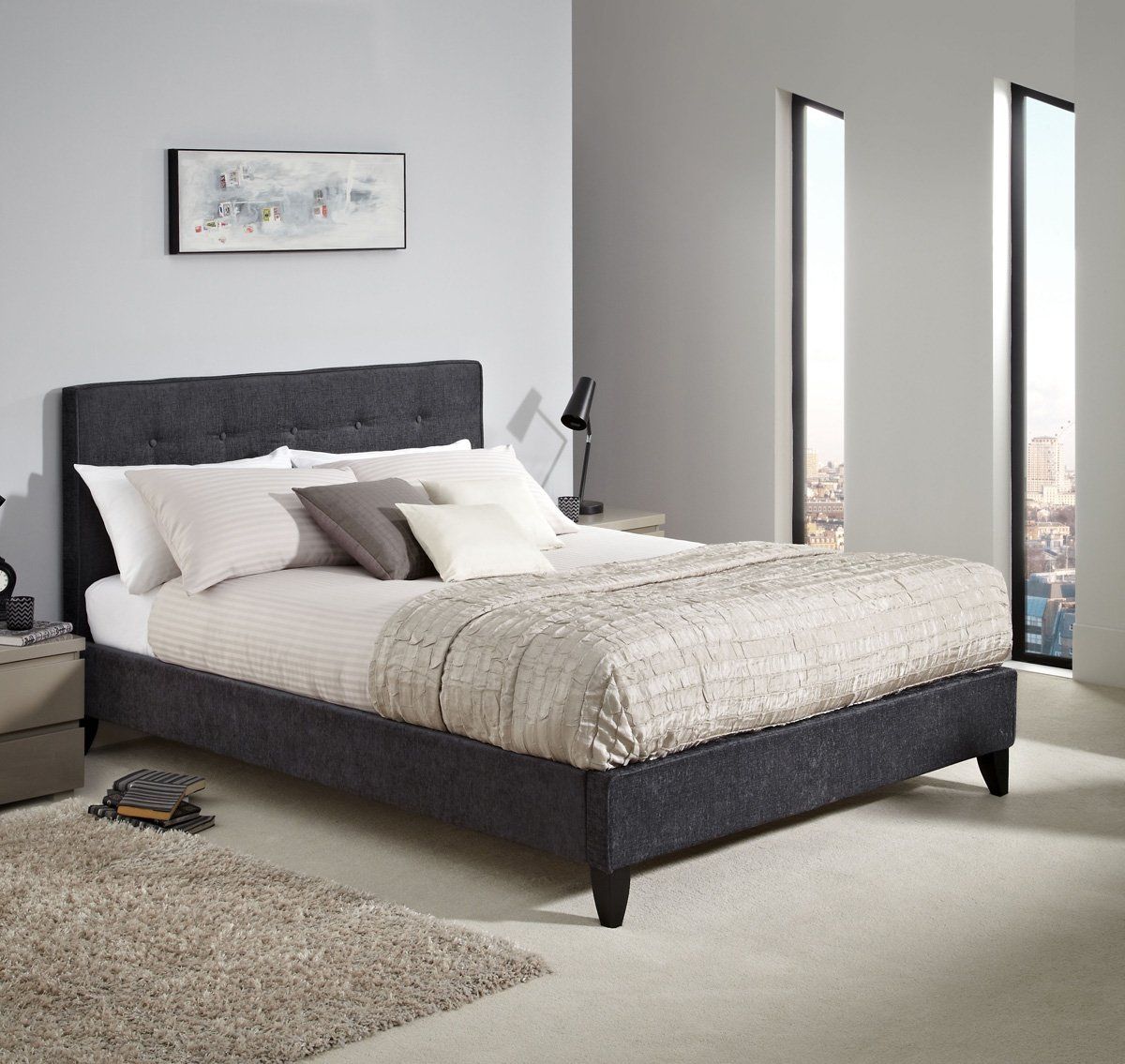 Serene Double Bed in Charcoal Grey