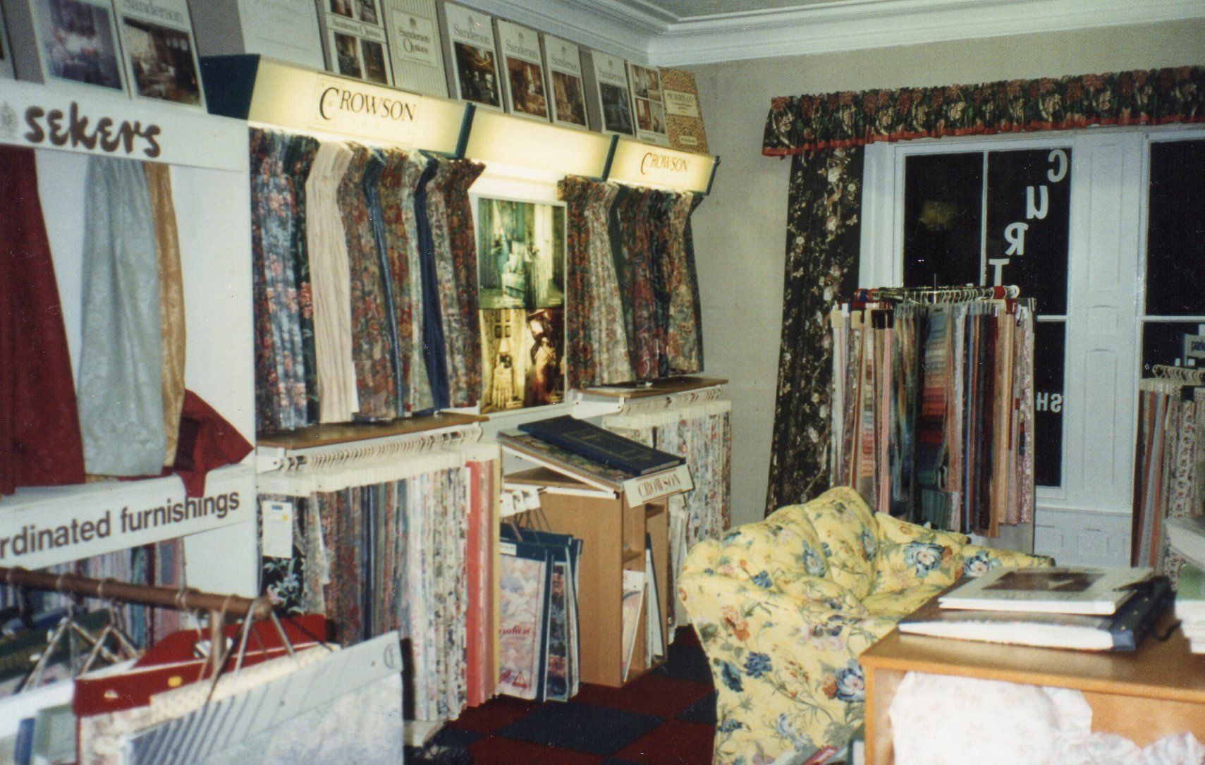 Early days of the fabric section at 150 High Street
