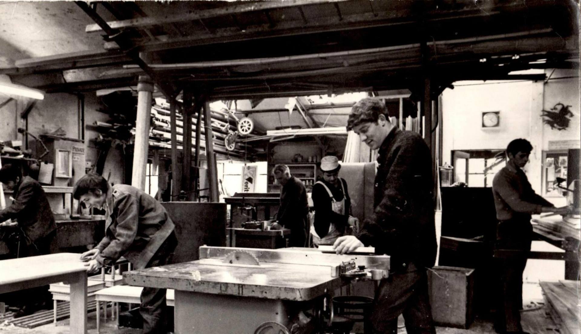 Workers working in a well populated workshop