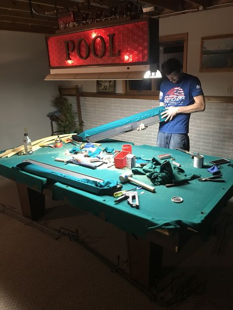 pool table re-cushioning process
