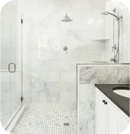 Bathroom with a white wall