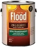 A can of flood pro series semi-transparent acrylic stain.