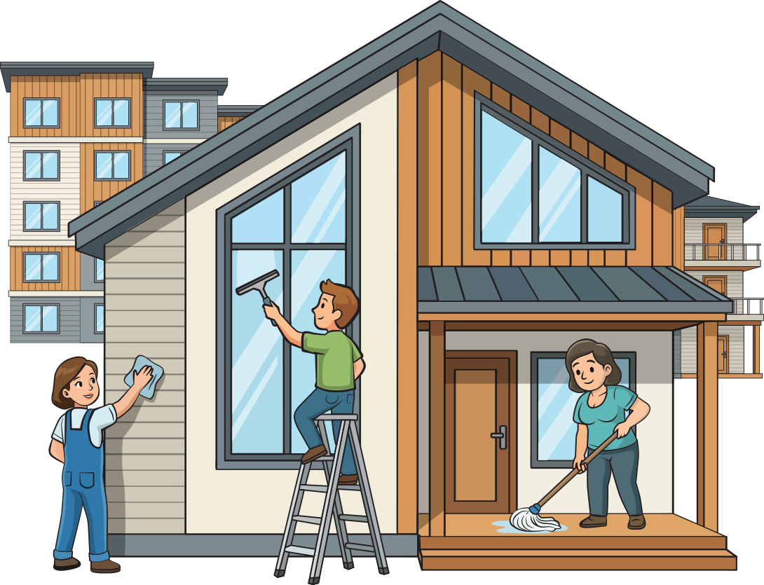 Ménage Zéro Poussière illustration maisons propres