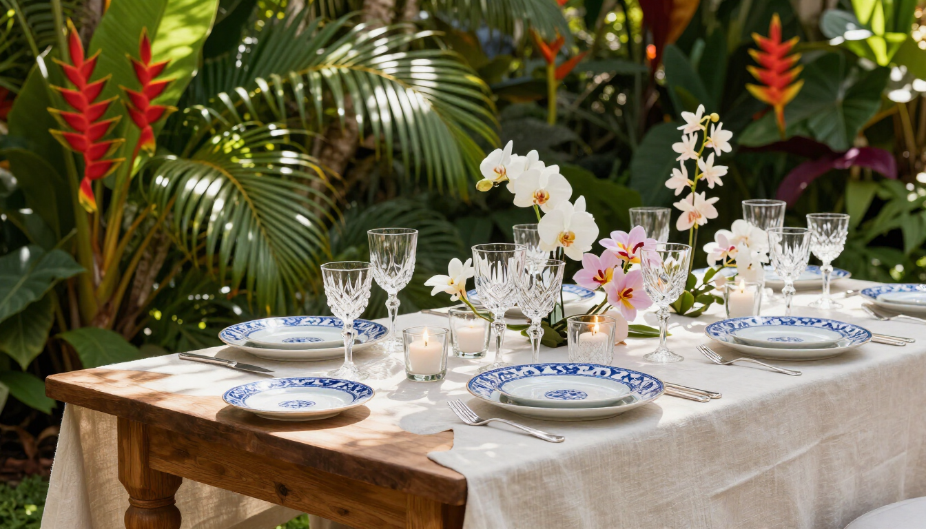 Décoration de table élégante en extérieur