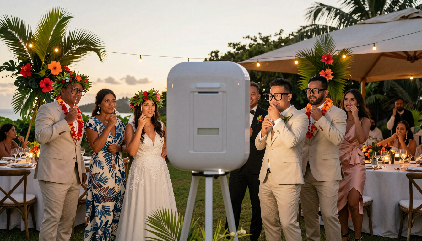 Mariage en Nouvelle-Calédonie avec animation borne selfie photobooth