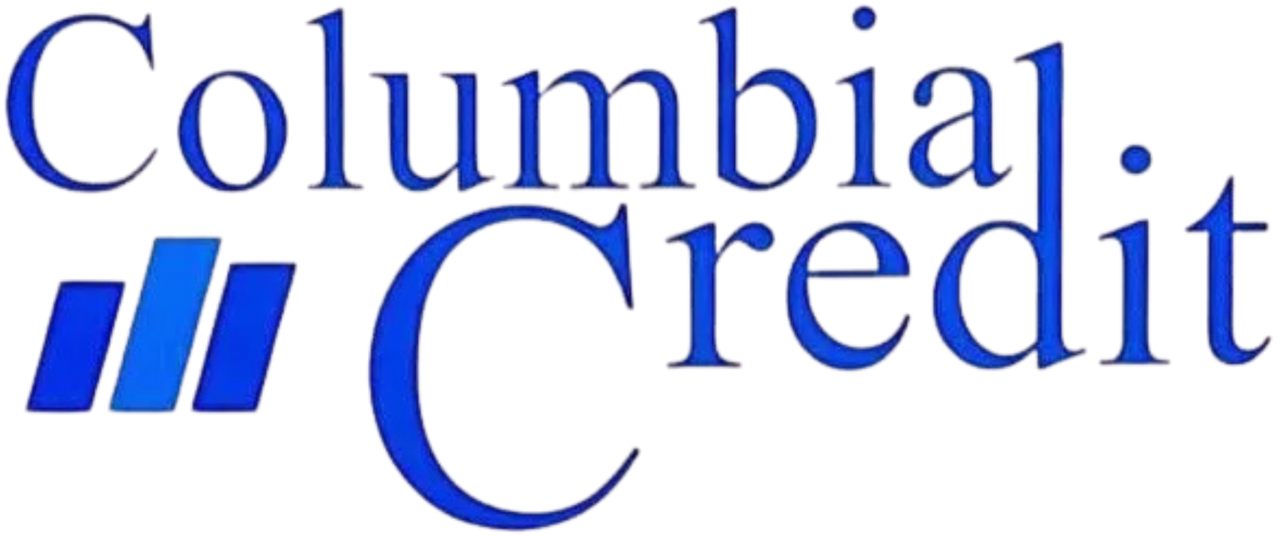 Columbia Credit logo in blue. The logo includes a stylized graphic and the words 