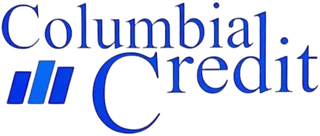 Logo for Columbia Credit: Blue text and graphic with ascending bars.