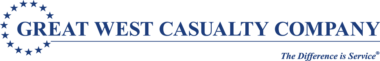 Logo for Great West Casualty Company. Includes a circle of stars, text, and the tagline "The Difference is Service."