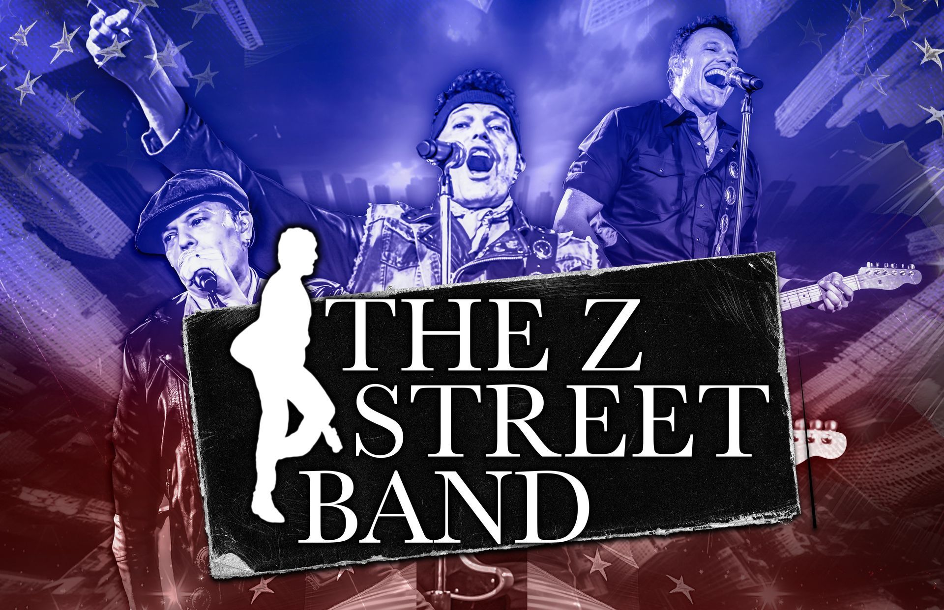 A poster for the z street band with a silhouette of a man