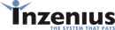 Inzenius logo with a stick figure, blue accents, and text,