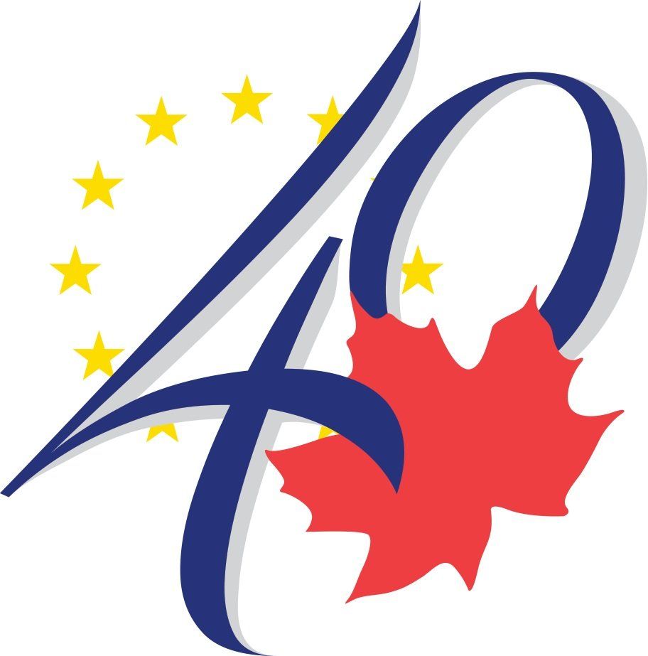 Die Zahl 40 ist von Sternen und einem Ahornblatt umgeben