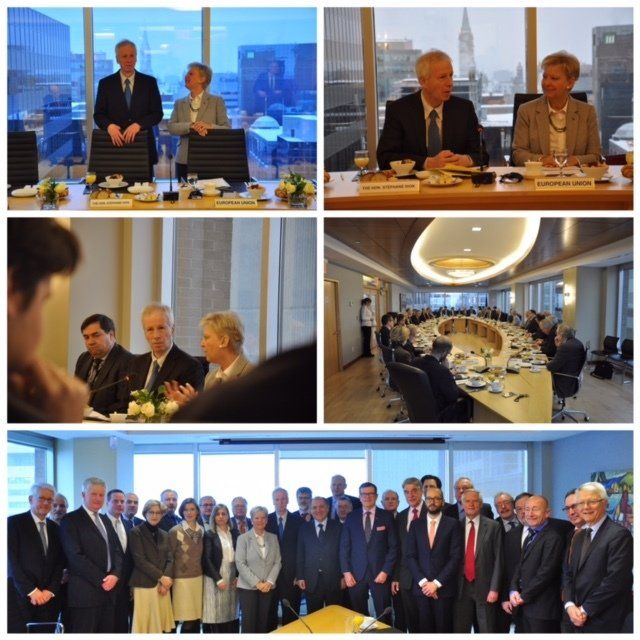 Eine Collage aus Bildern von Menschen in Anzug und Krawatte