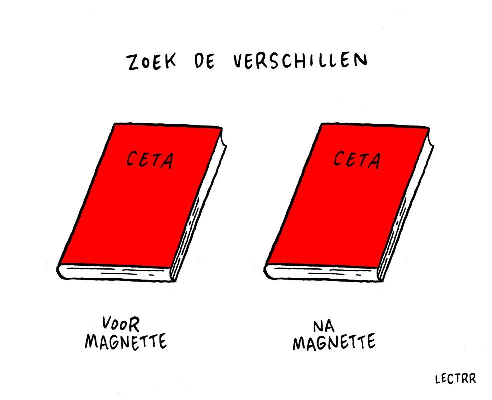 Ein Cartoon mit zwei roten Büchern mit dem Titel „Finde die Unterschiede“.
