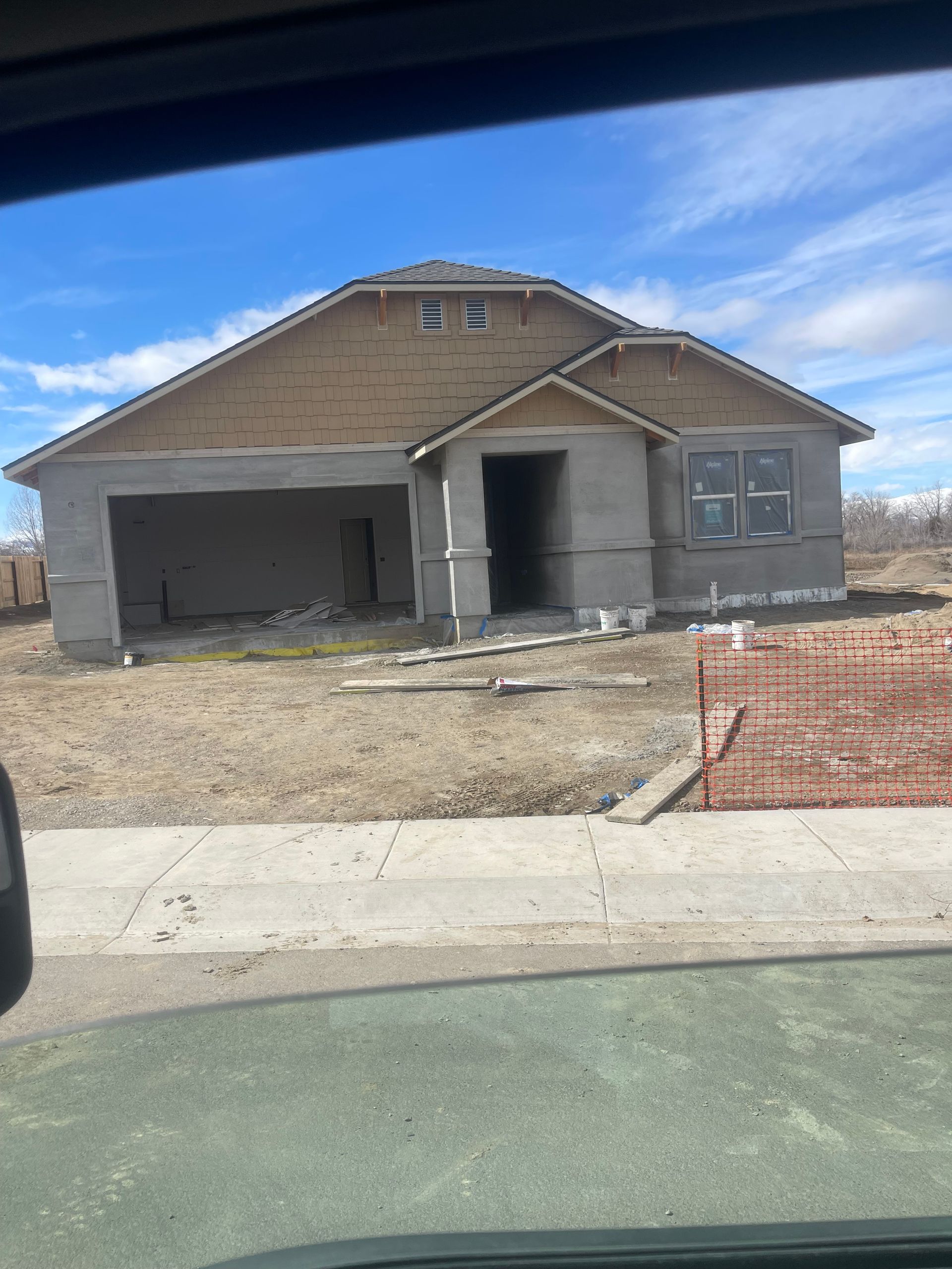 New home construction with new stucco siding in Reno, Nevada