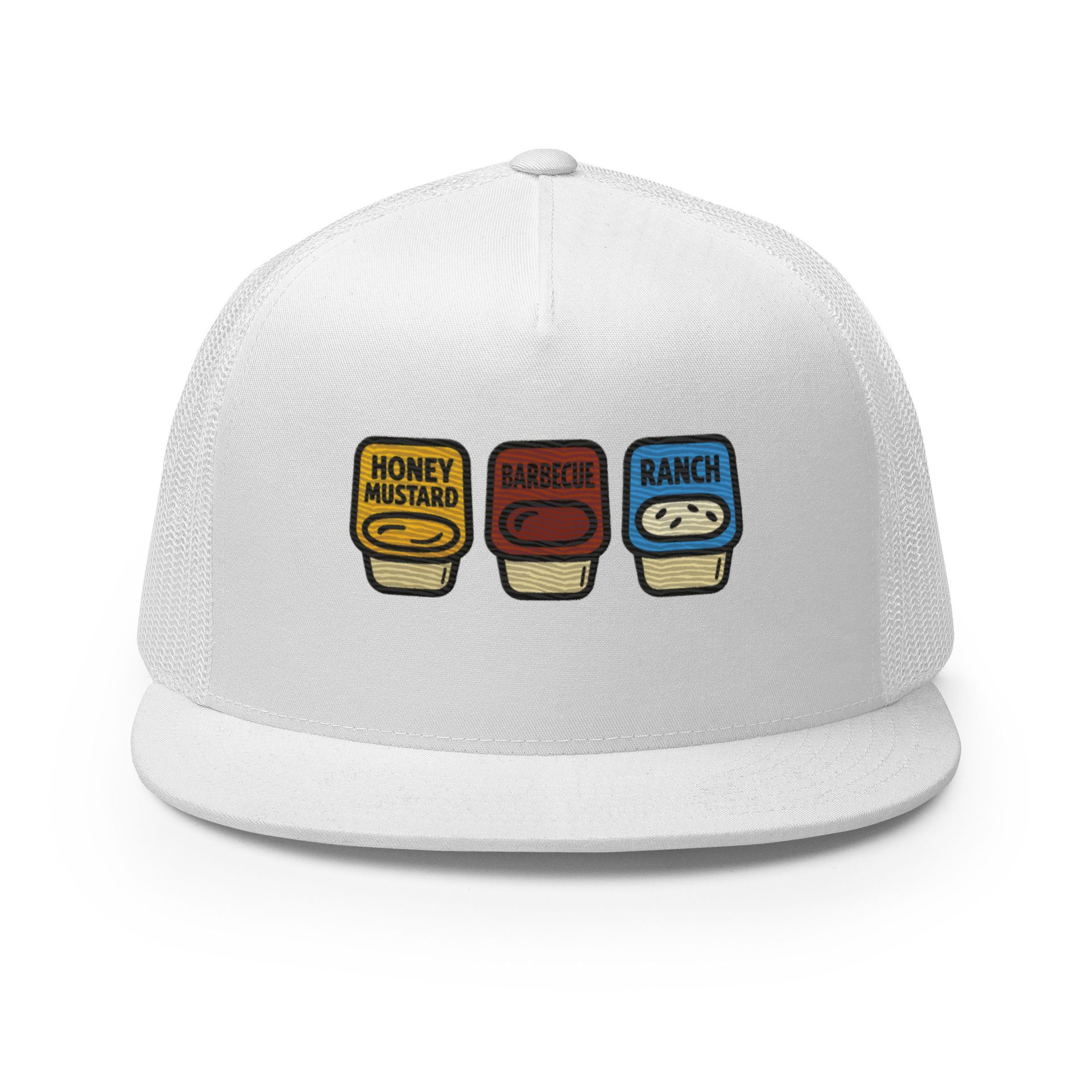foodie trucker hat, sauce trio cap, embroidered sauce, honey mustard barbecue ranch hat, fun food, sauce lover merch