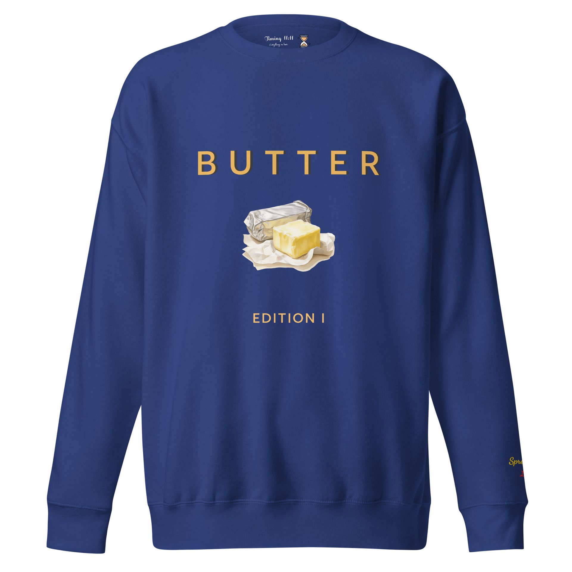 embroidered butter sweatshirt, cozy luxe foodie fashion, gourmet pun gift for chefs, food lovers, and brunch fan