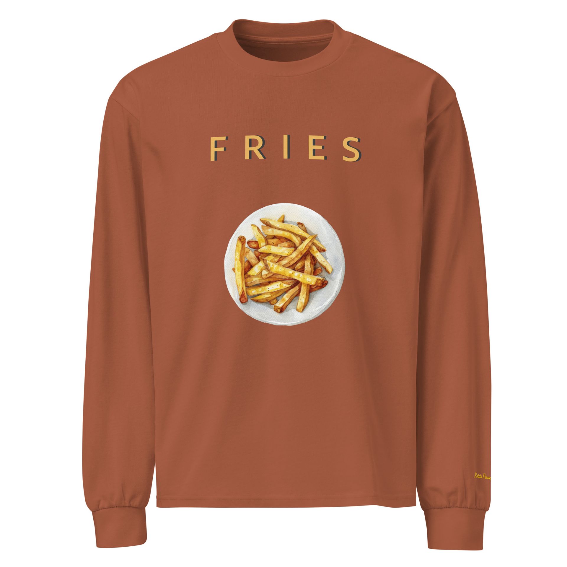 embroidered fries shirt, gourmet foodie tee, minimalist comfort food fashion, perfect gift for streetwear lovers