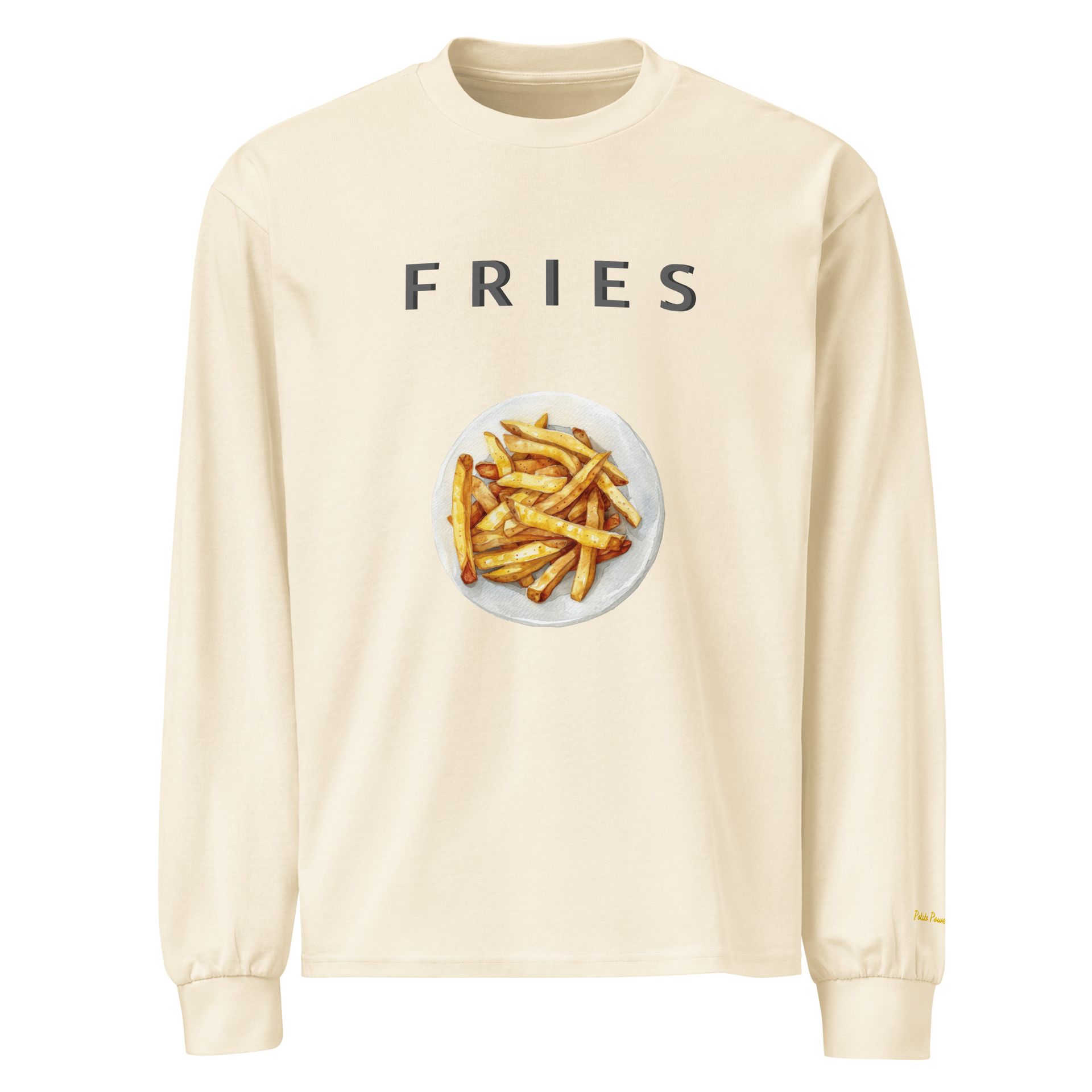 embroidered fries shirt, gourmet foodie tee, minimalist comfort food fashion, perfect gift for streetwear lovers