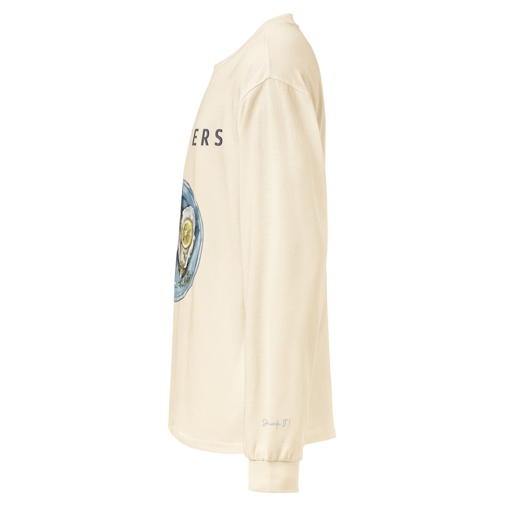 Oyster embroidered long sleeve – playful fine dining shirt for seafood lovers, coastal foodies, and quiet luxury enthusiasts