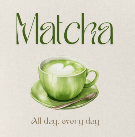 matcha lover tee with vintage faded style, oversized green tea shirt in soft neutrals, cafécore gift for tea fans