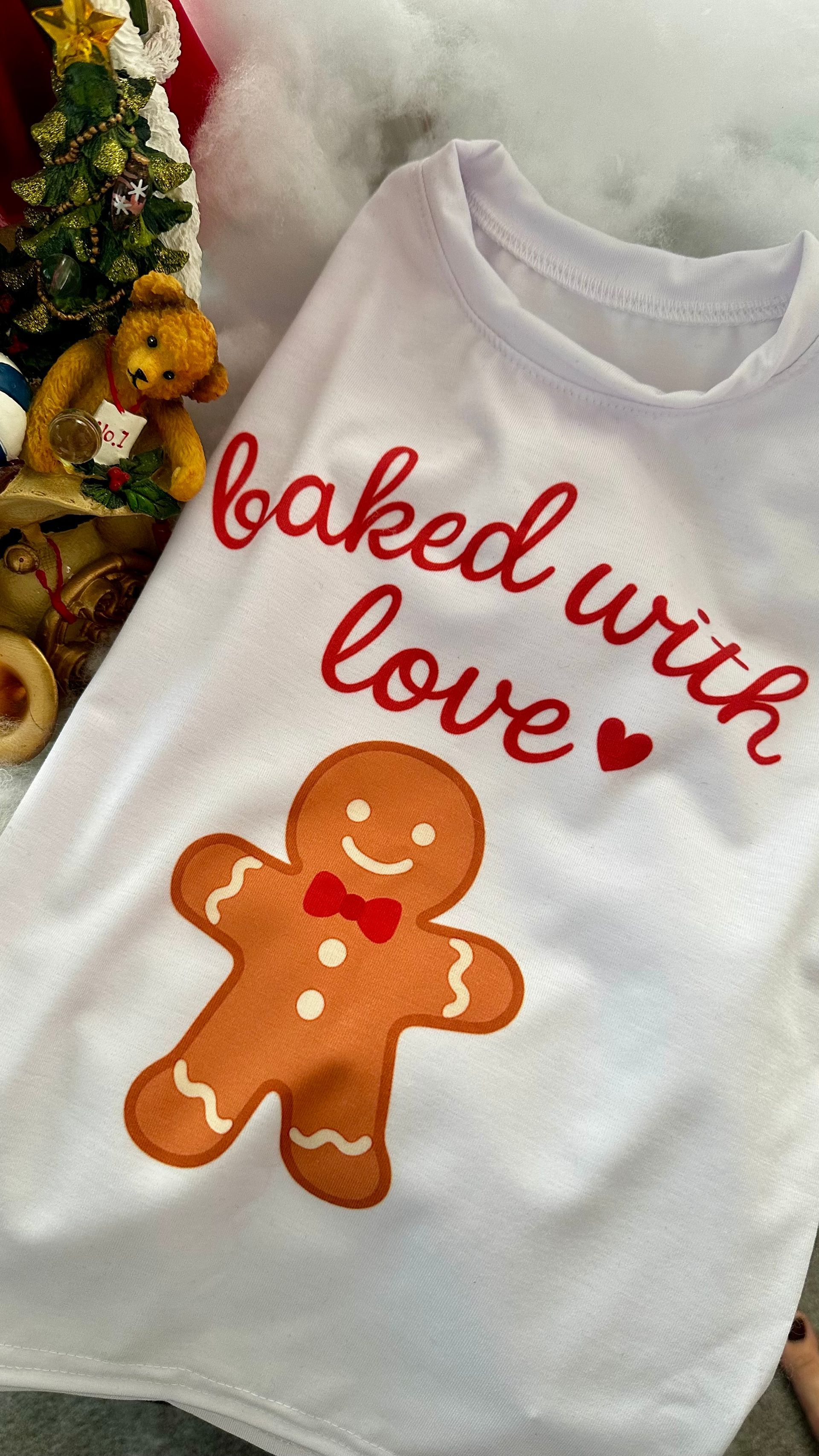 gingerbread kids shirt, holiday toddler tee, baked with love shirt, christmas kidswear, cute gingerbread outfit