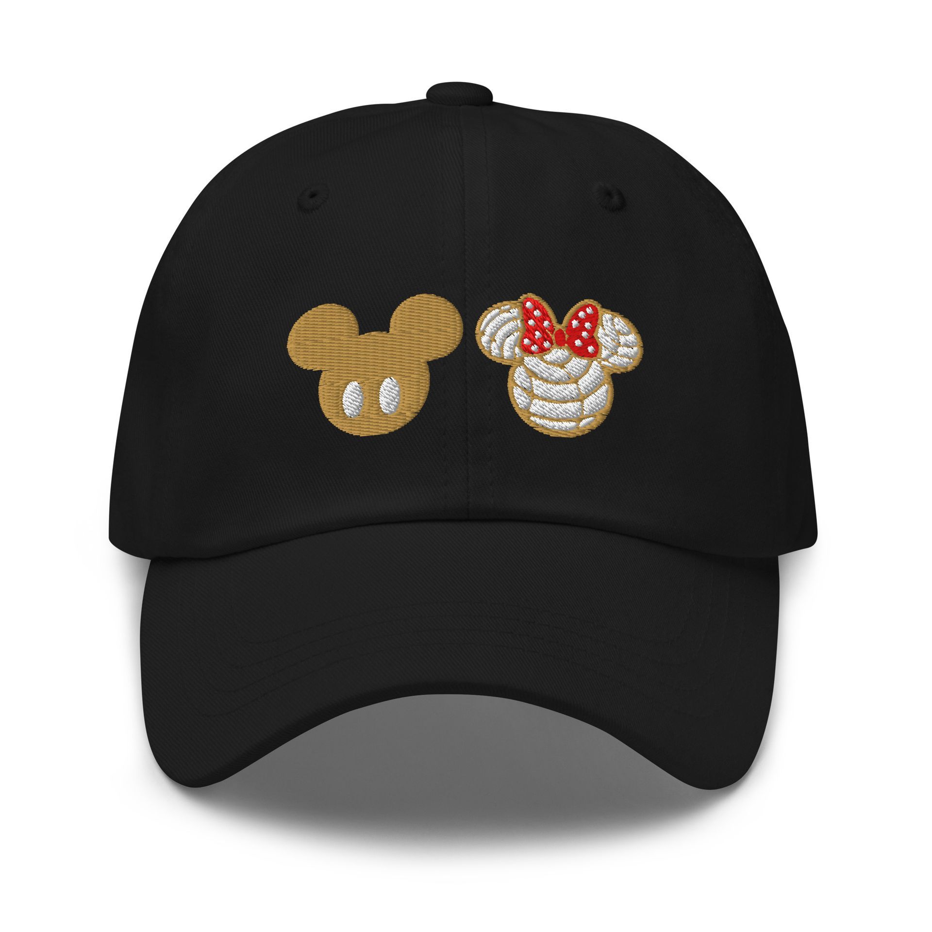 Mickey-inspired concha hat – embroidered sweet bread cap for Disney fans, park snack lovers, and Latinx foodie fashion