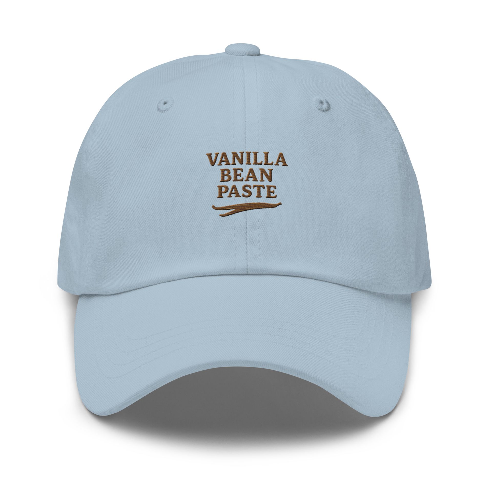 Vanilla Bean Paste embroidered dad hat, foodie baseball cap with baking humor text design, trendy unisex gift for bakers