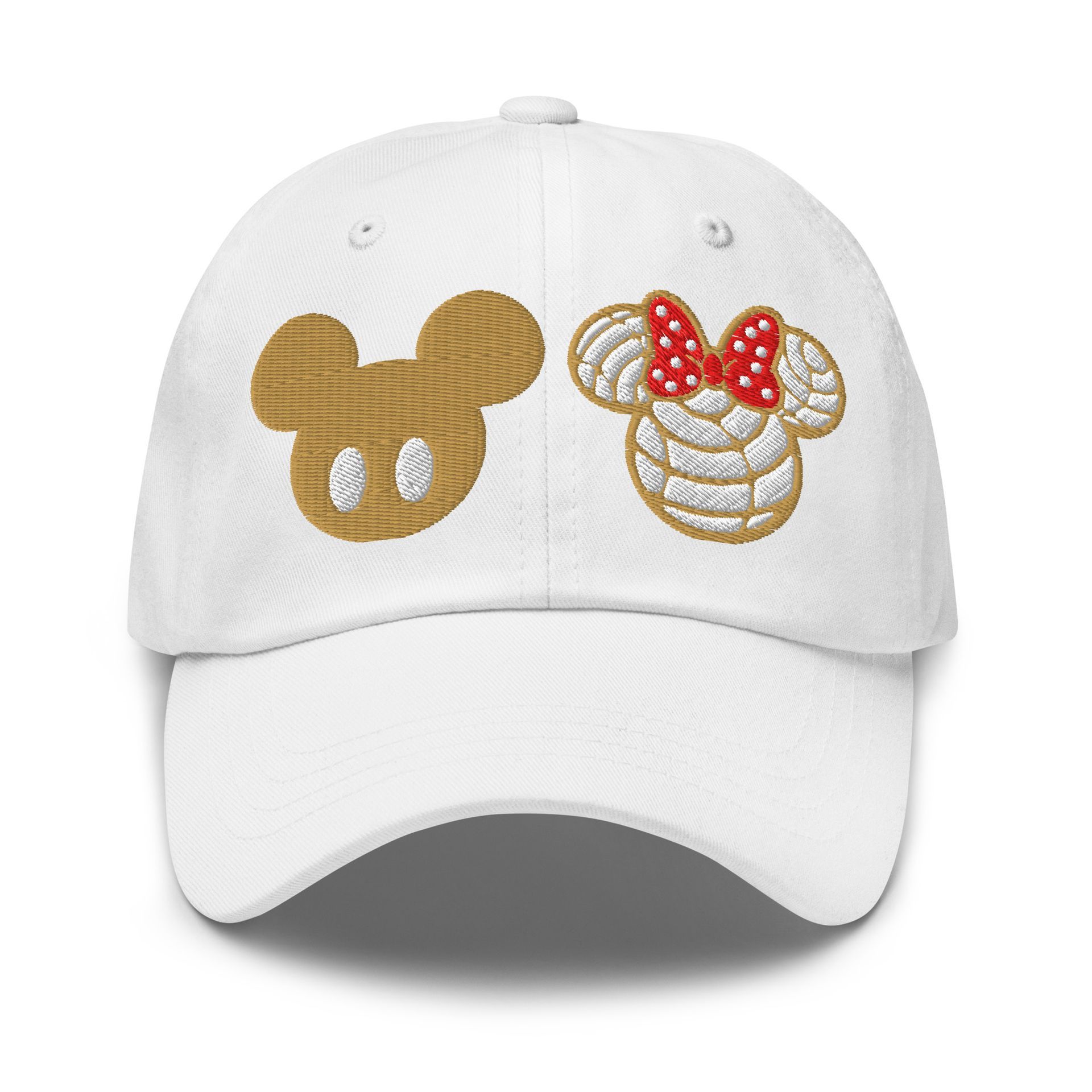Mickey-inspired concha hat – embroidered sweet bread cap for Disney fans, park snack lovers, and Latinx foodie fashion