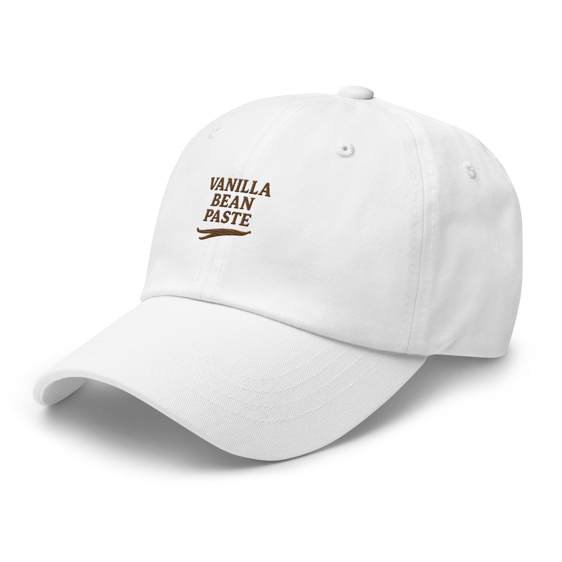 Vanilla Bean Paste embroidered dad hat, foodie baseball cap with baking humor text design, trendy unisex gift for bakers