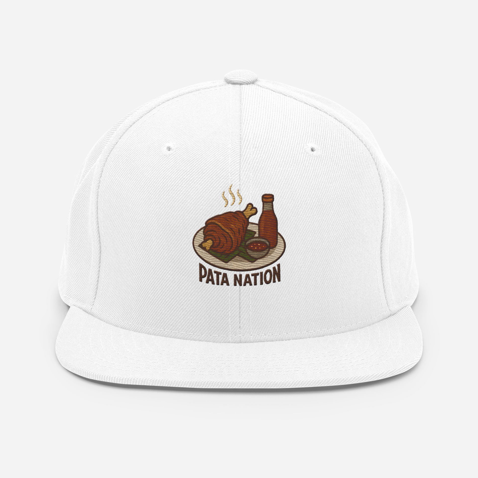 Crispy pata snapback, Filipino foodie hat, Pinoy streetwear cap, pork lovers gift, banana leaf embroidery, Pata Nation