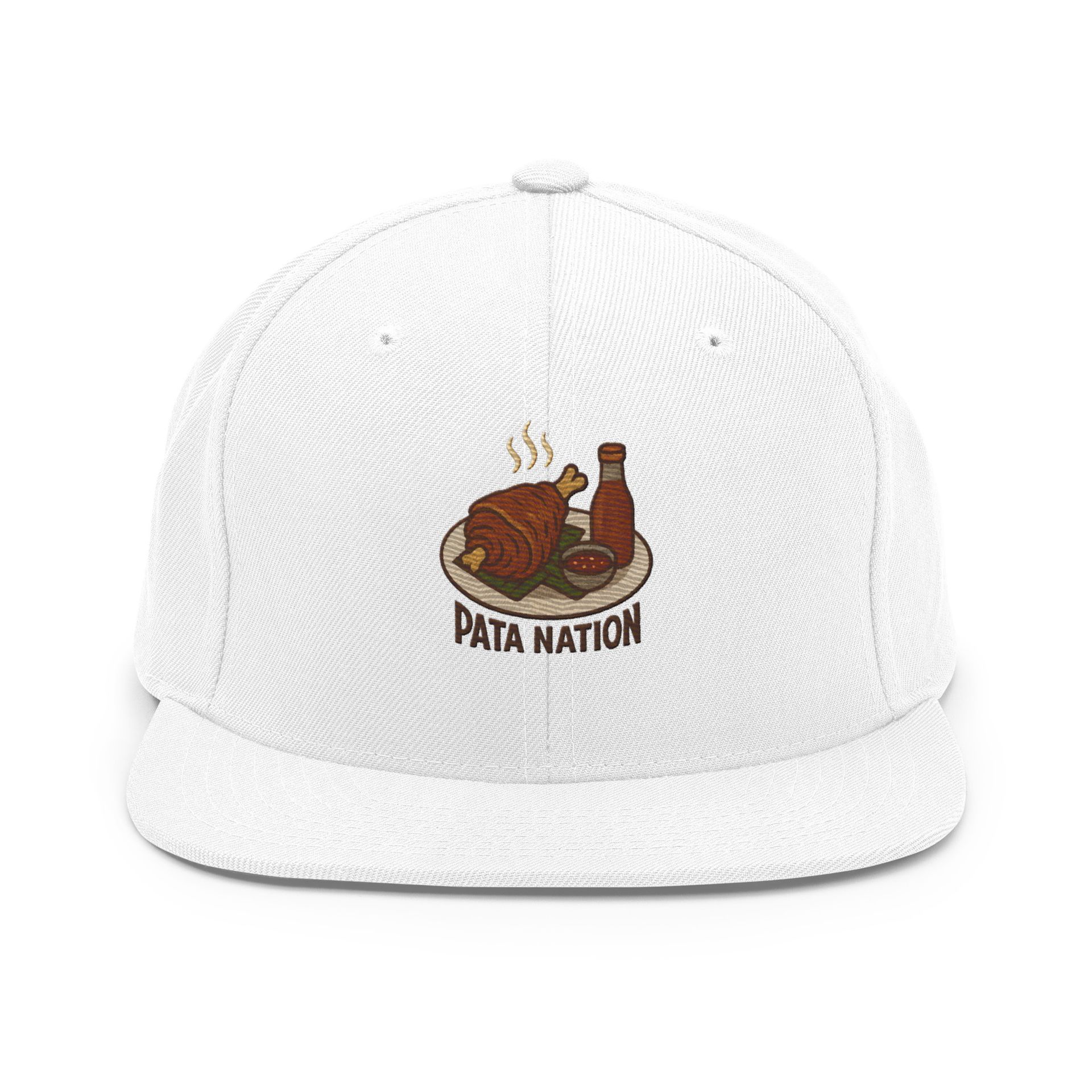 Crispy pata snapback, Filipino foodie hat, Pinoy streetwear cap, pork lovers gift, banana leaf embroidery, Pata Nation