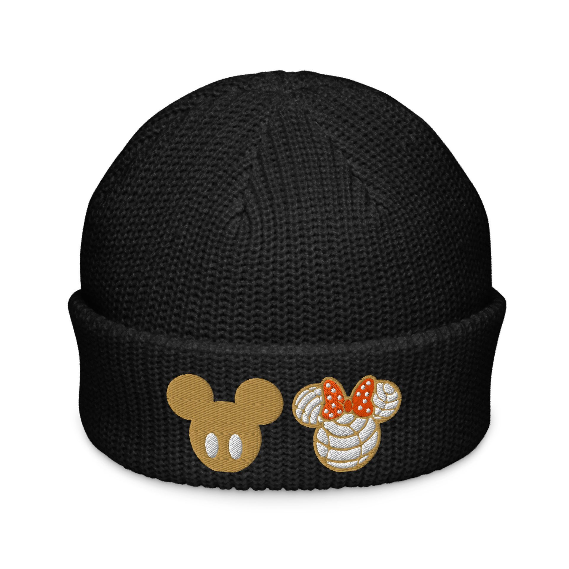 Mickey concha beanie – embroidered pan dulce winter hat for Disney foodie lovers, cultura meets cozy in sweet streetwear