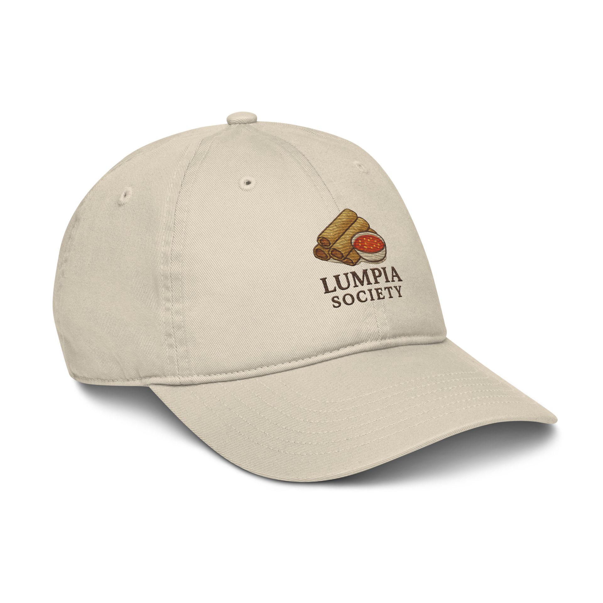 lumpia hat, filipino food cap, embroidered lumpia hat, pinoy pride apparel, foodie baseball cap, cultural streetwear