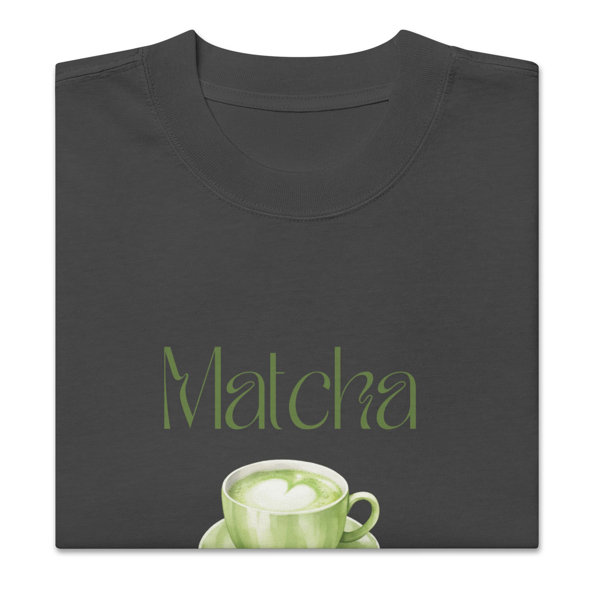 matcha lover tee with vintage faded style, oversized green tea shirt in soft neutrals, cafécore gift for tea fans