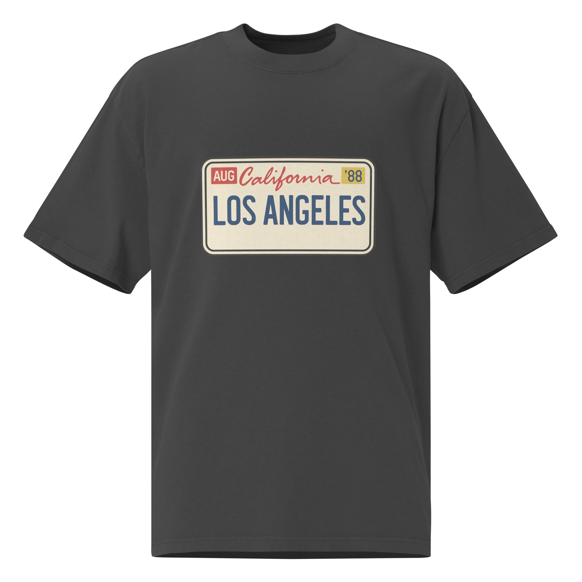 vintage Los Angeles license plate tee, oversized 1988 California shirt with retro DTG style for 80s streetwear lovers