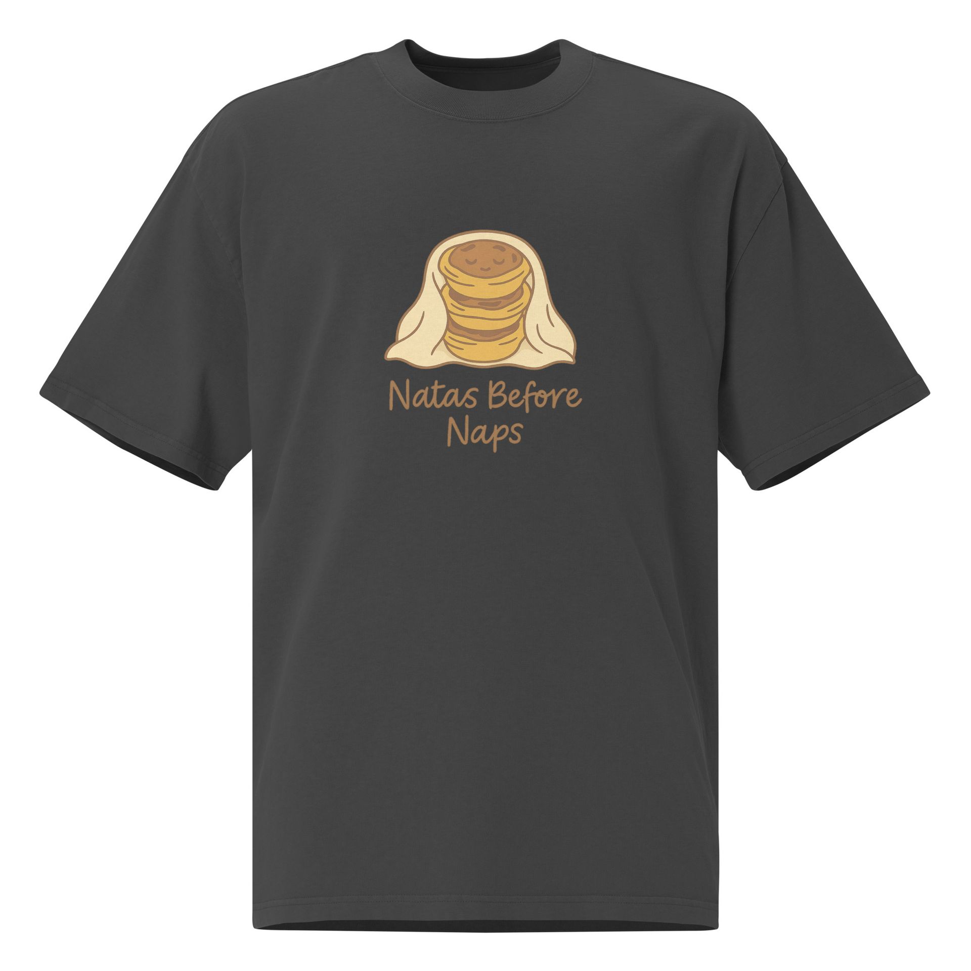 pastel de nata dessert tee, cozy oversized shirt for bakery-core lovers, Portuguese custard tart snackwear fashion