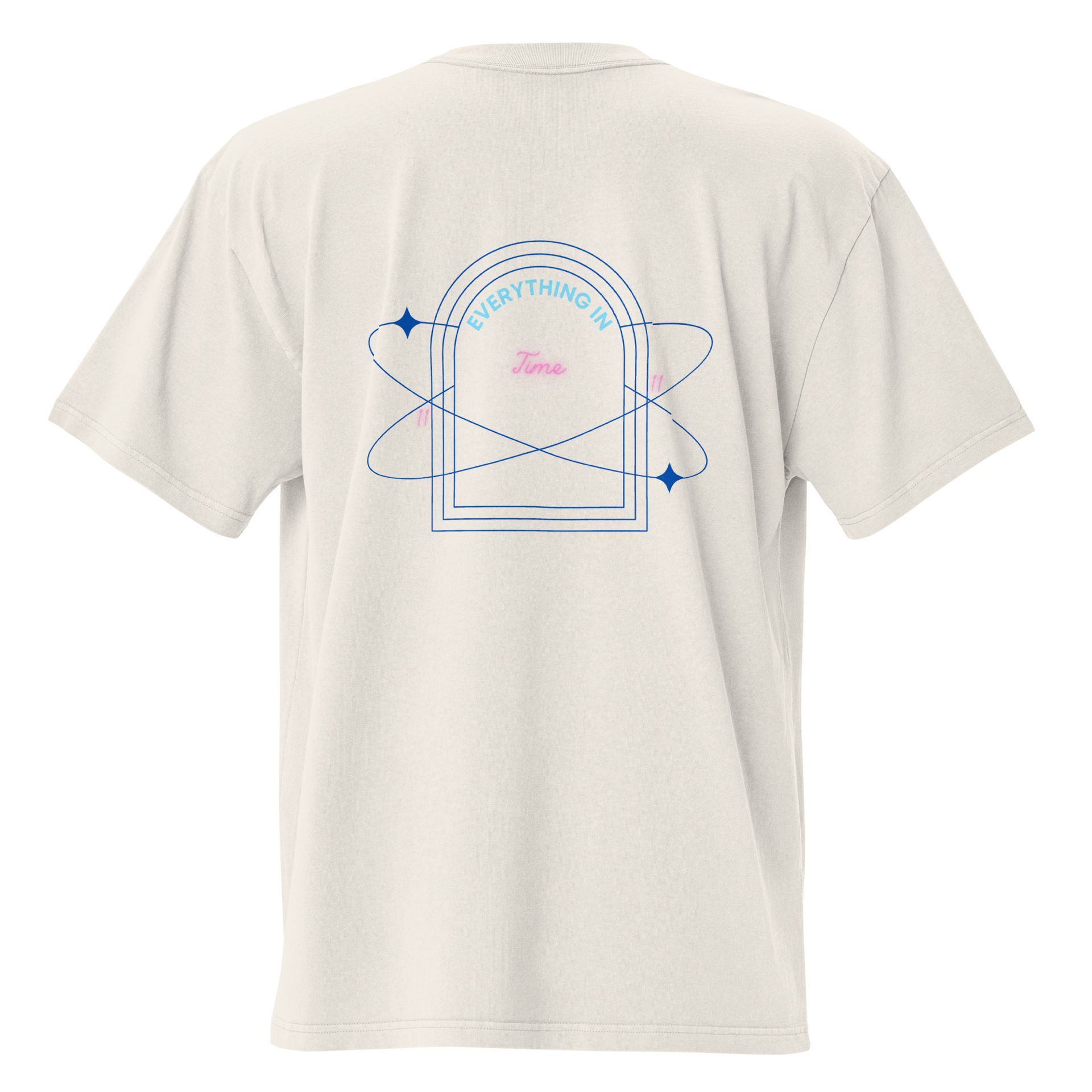 faded 11:11 cosmic tee, celestial back print, oversized spiritual shirt for divine timing and retro soul seekers