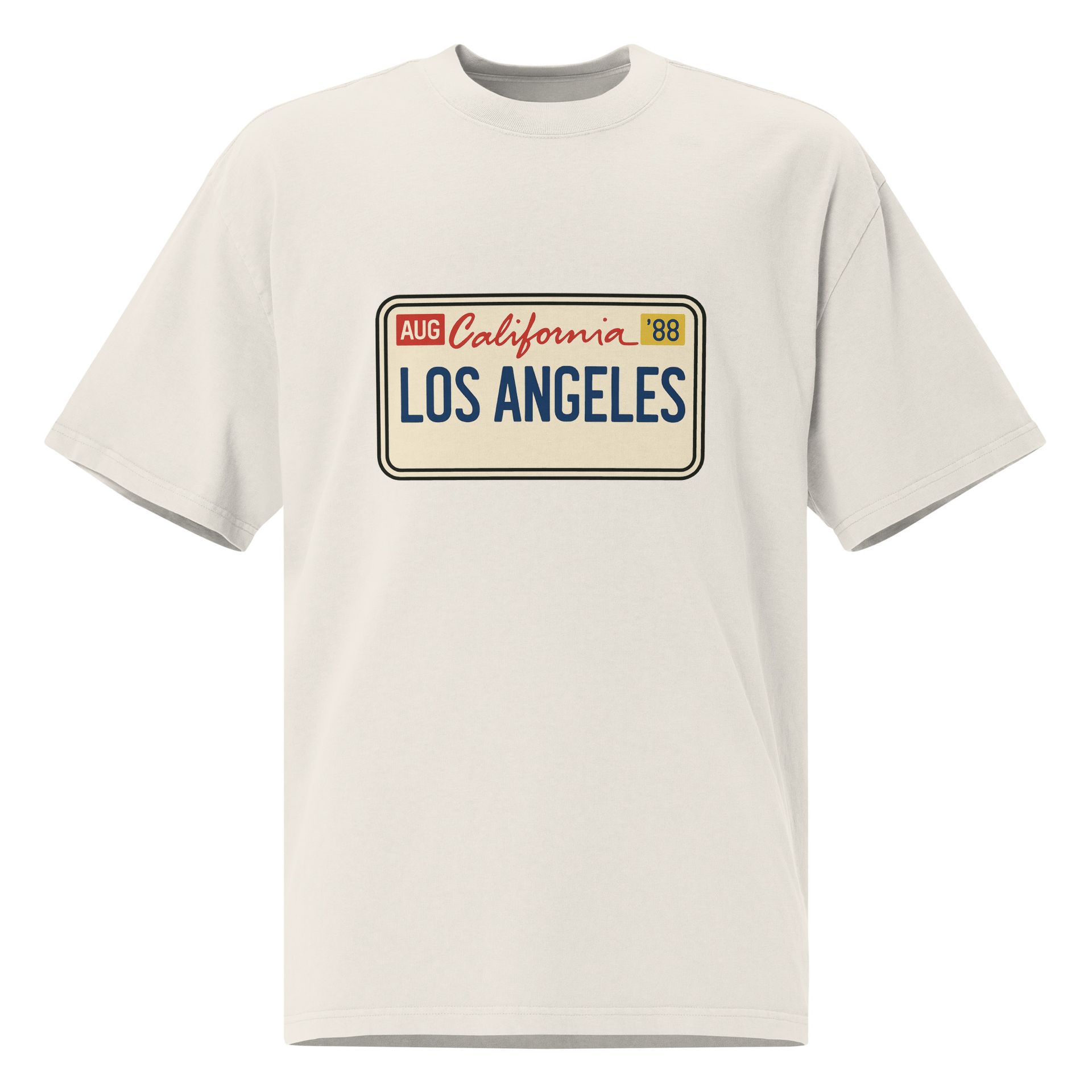 vintage Los Angeles license plate tee, oversized 1988 California shirt with retro DTG style for 80s streetwear lovers