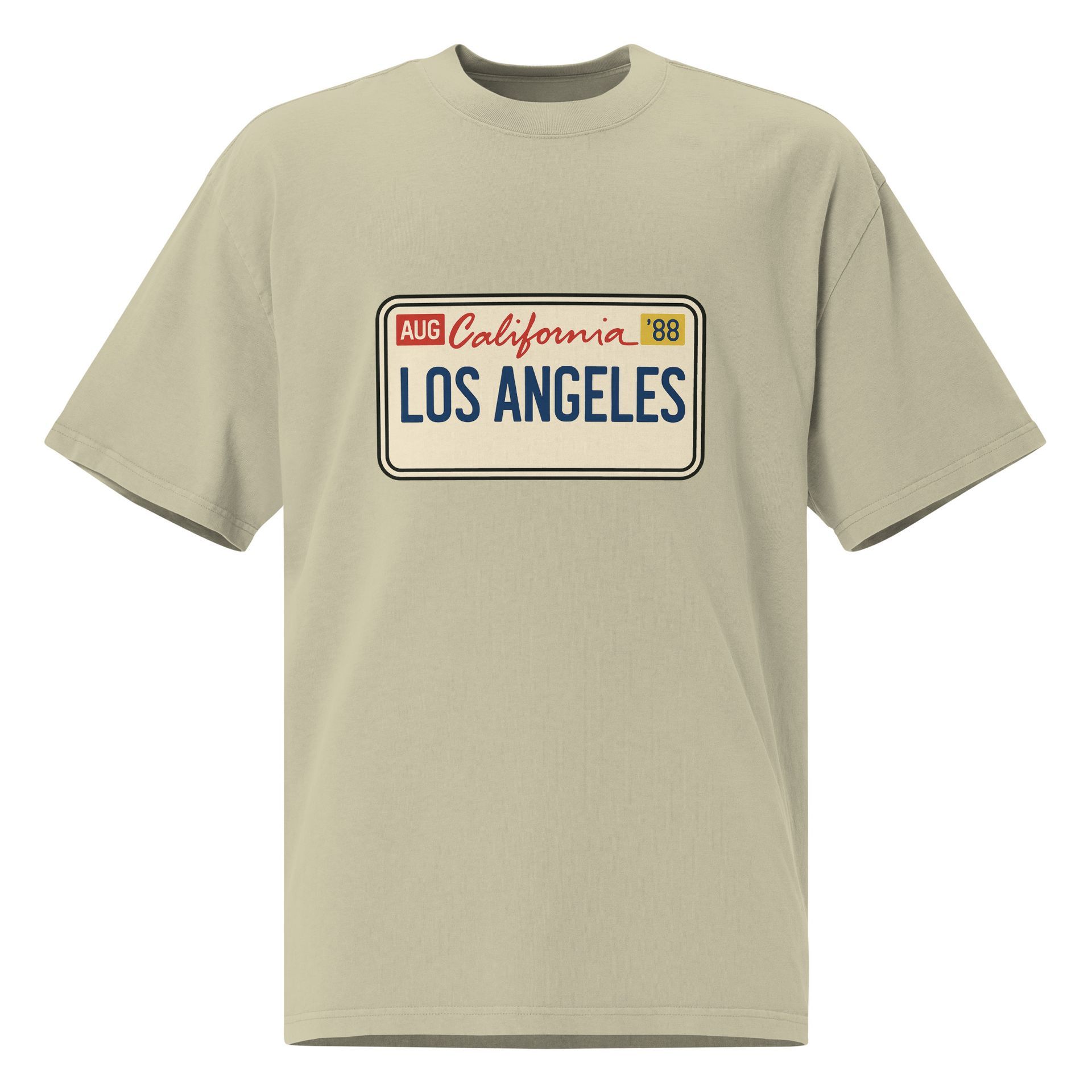 vintage Los Angeles license plate tee, oversized 1988 California shirt with retro DTG style for 80s streetwear lovers