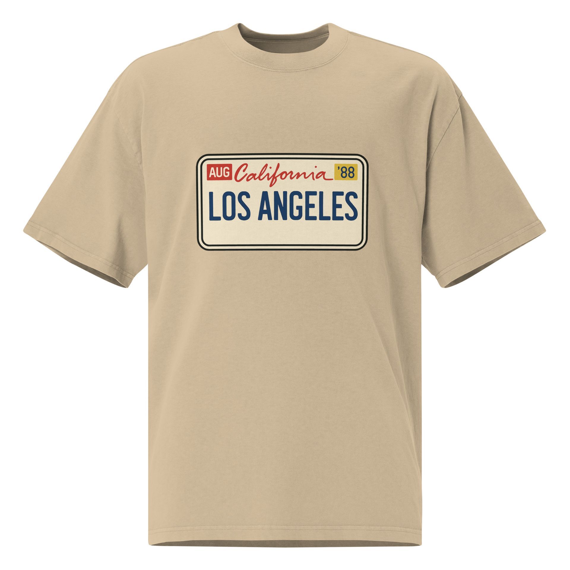 vintage Los Angeles license plate tee, oversized 1988 California shirt with retro DTG style for 80s streetwear lovers