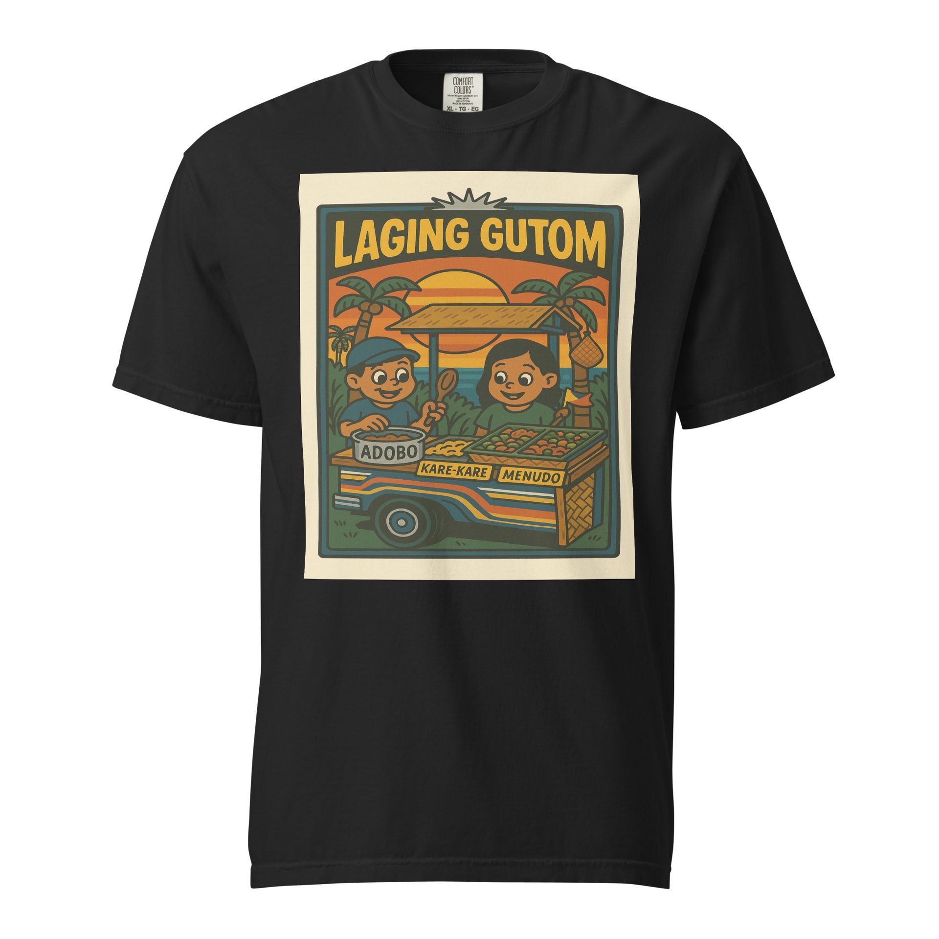 Filipino food shirt with ‘Laging Gutom’ print, street-style Pinoy tee for adobo lovers and always-hungry eatery fans