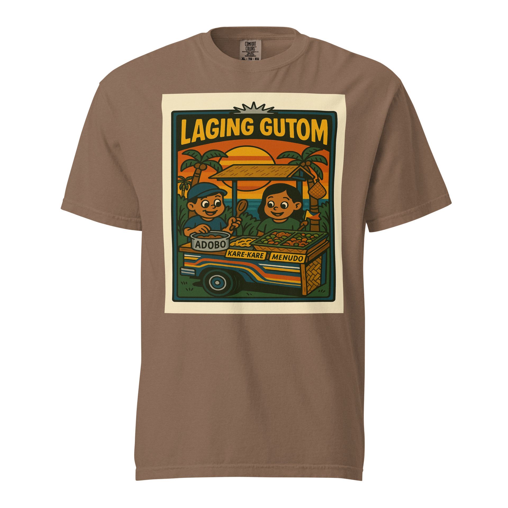 Filipino food shirt with ‘Laging Gutom’ print, street-style Pinoy tee for adobo lovers and always-hungry eatery fans