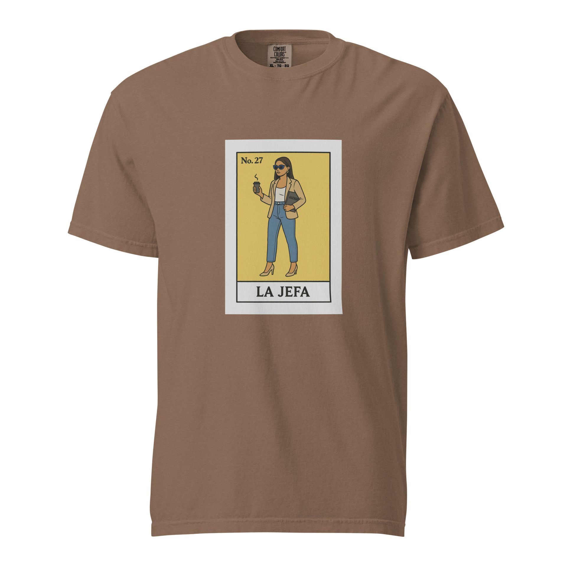 La Jefa lotería shirt for mujeres, chicana streetwear tee with jefa mode design, latina empowerment graphic top