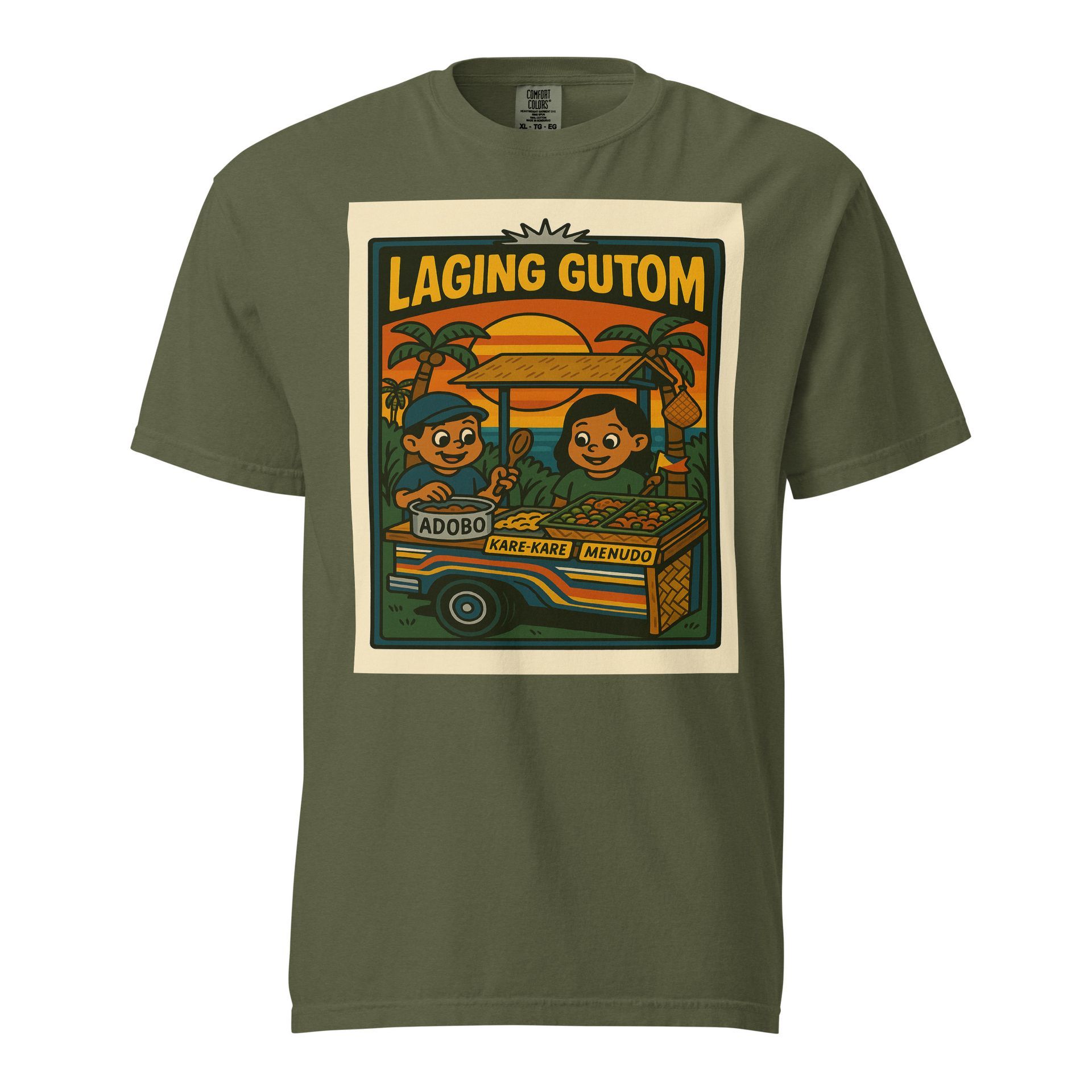 Filipino food shirt with ‘Laging Gutom’ print, street-style Pinoy tee for adobo lovers and always-hungry eatery fans