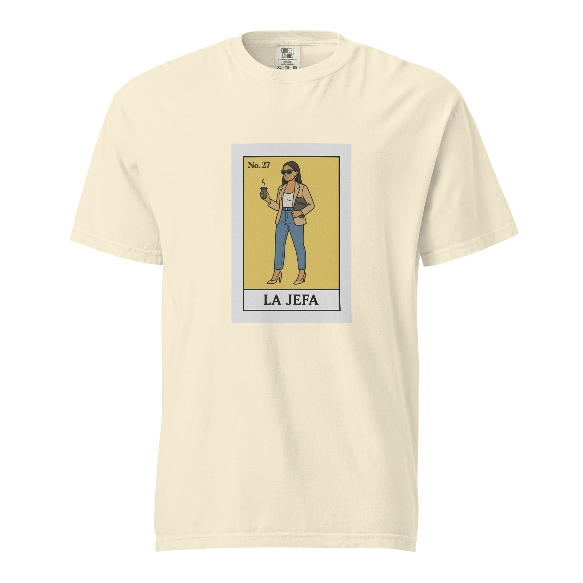 La Jefa lotería shirt for mujeres, chicana streetwear tee with jefa mode design, latina empowerment graphic top